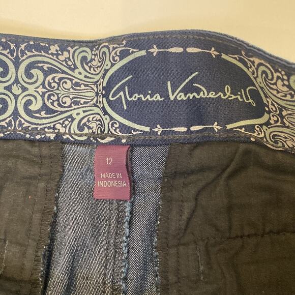 Gloria Vanderbilt Celina Dark Blue Elastic Waist Denim Jean Shorts Sz 12 - Picture 4 of 12